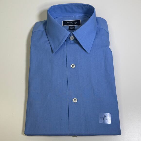 Club Room Men's Regular Fit Solid Dress Shirt, Yacht Blue small 14.5 neck $50 - Picture 6 of 7